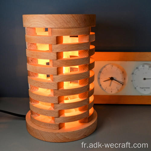 Lampe de table en bois dimmable de chevet multicouche